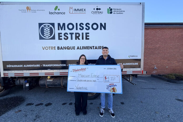 Valentine remet plus de 4 100 $ à Moisson Estrie